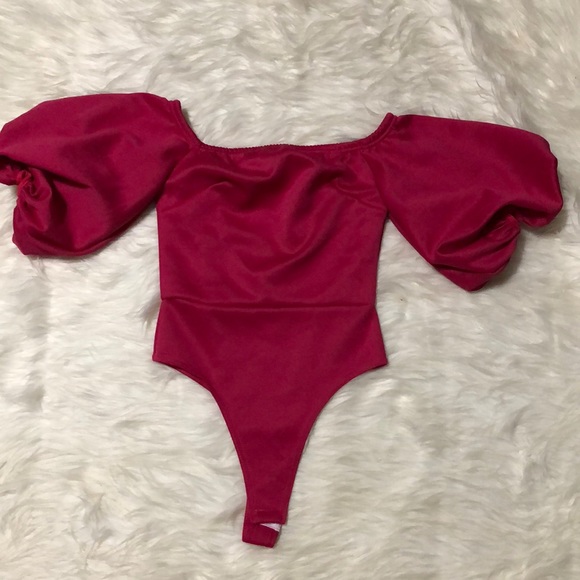 Boohoo tall puff sleeve body suit pink size 6 - Picture 1 of 7